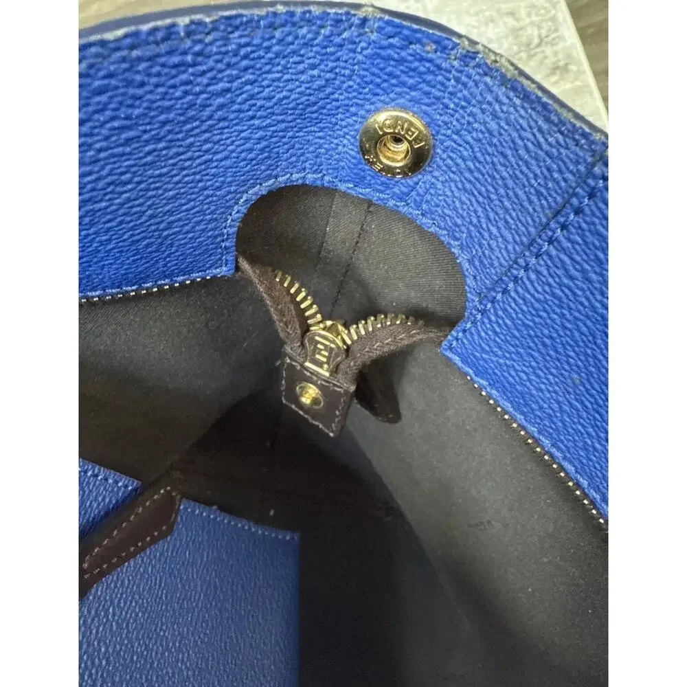 Fendi Ombre Zucca Spalmati Medium Roll Tote Tobacco Turquoise EUC - Picture 10 of 11